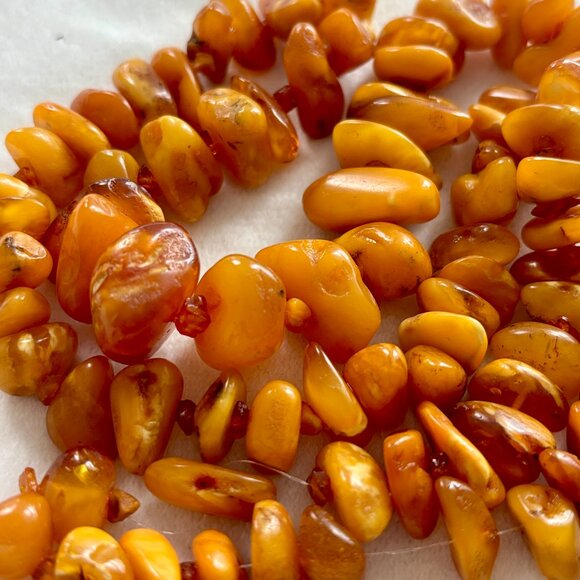 VINTAGE Antique Genuine BALTIC AMBER Egg Yolk Nuggets Necklace  71 g - Picture 13 of 13